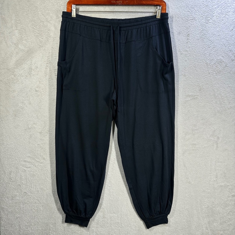 AnyBody Jogger Pants Women L Black Harem Loungewear Relaxed Fit Cotton Modal